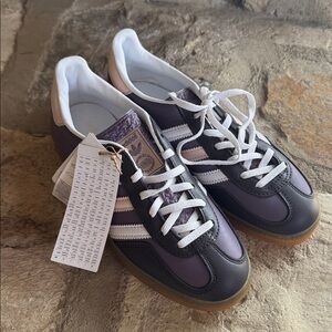 Adidas Gazelle Shadow Violet Purple Leather Laceup Sneakers NWT 6.5